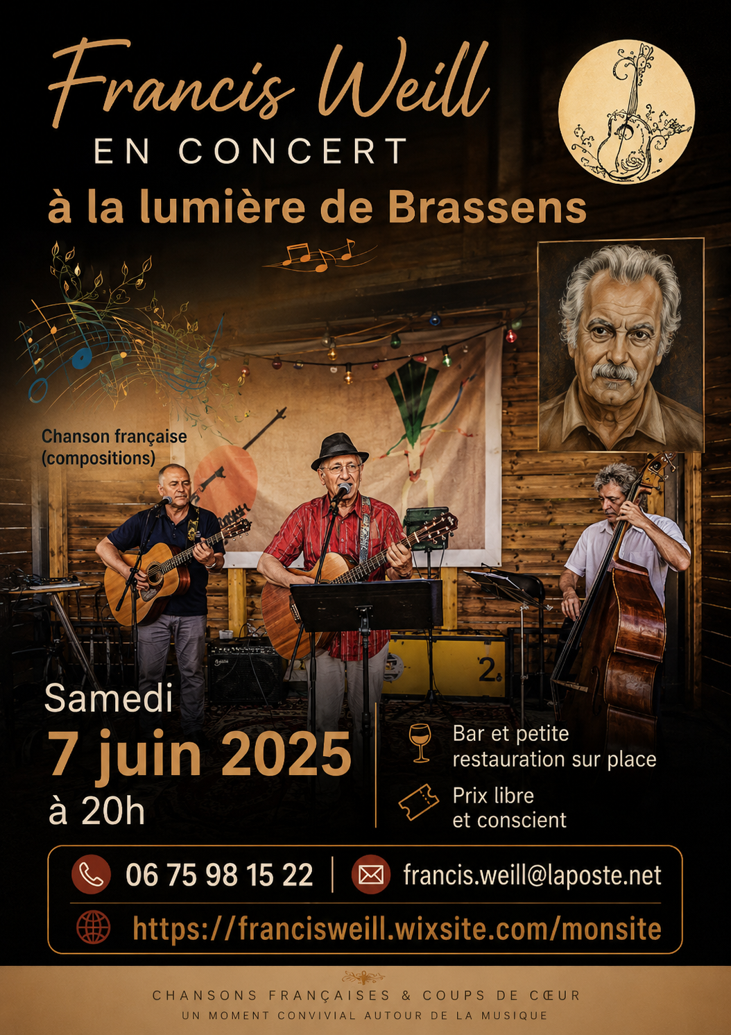 Affiche Francis Weill en concert à la lumière de Brassens